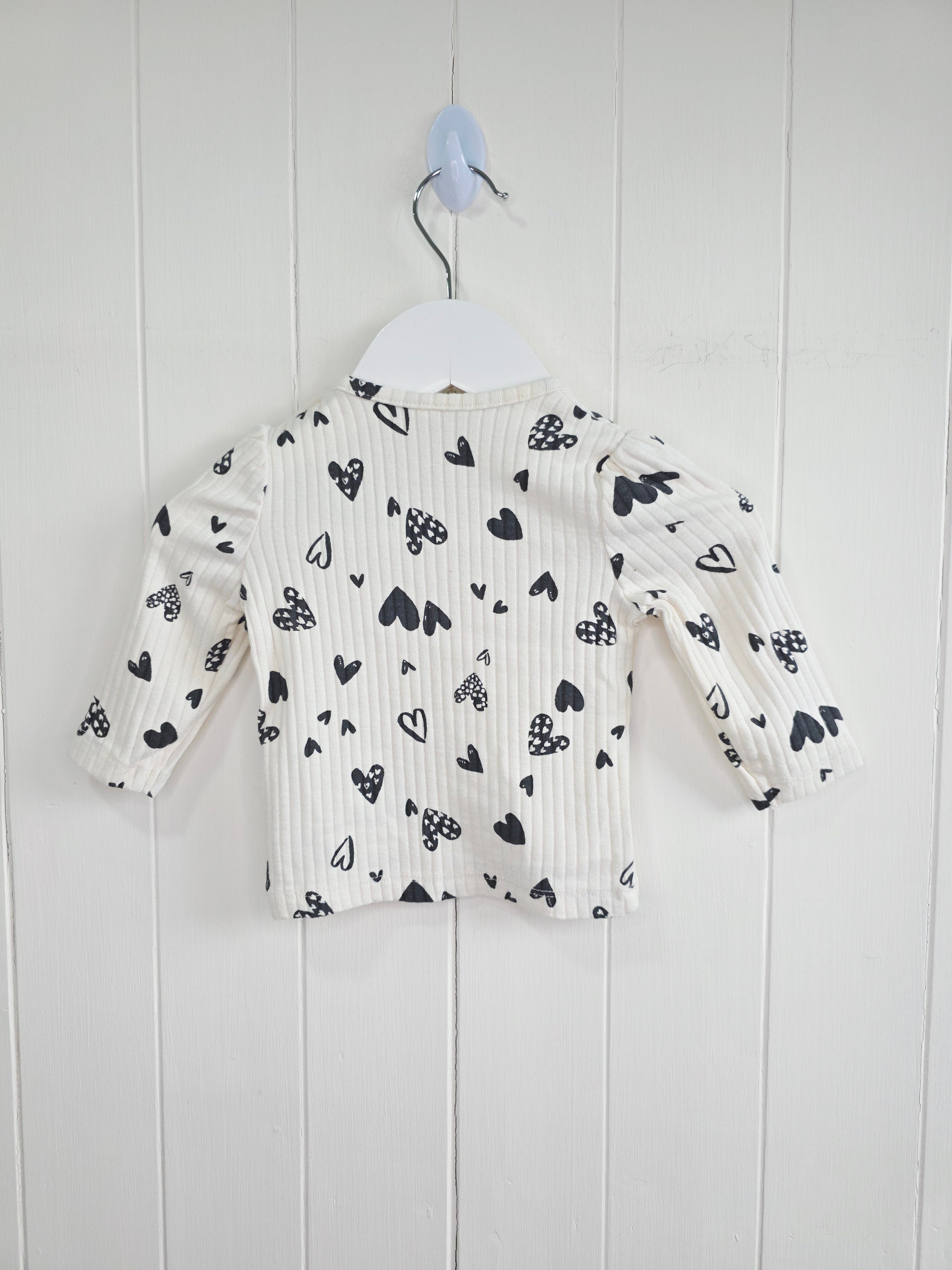 Nutmeg - 0-3 months girls cream heart printed long sleeve top