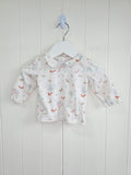 Nutmeg - 0-3 months girls woodland themed long sleeve top featuring Peter Pan collar