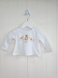 TU - 0-0-3 months girls white woodland animals print long sleeve top