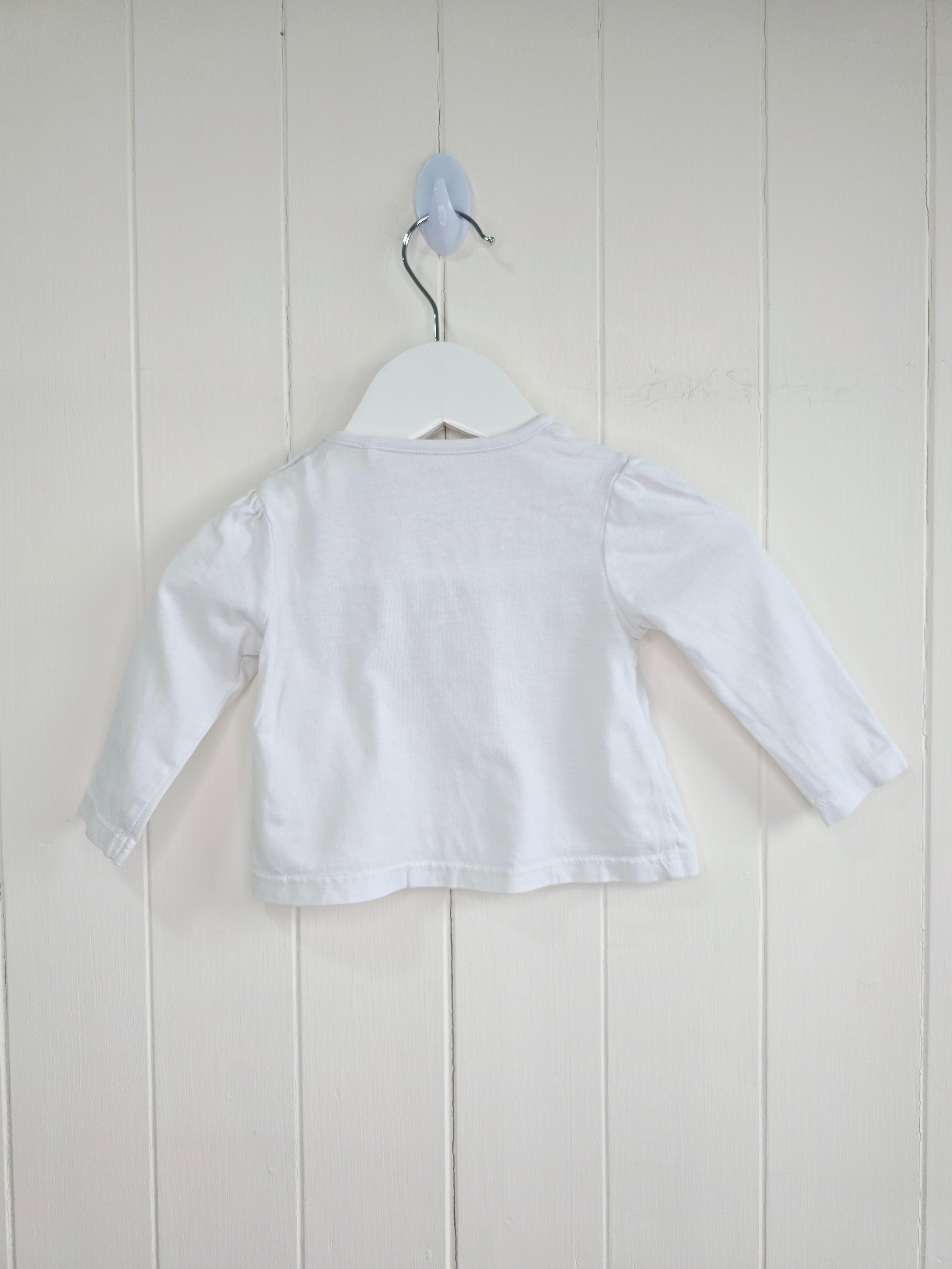 TU - 0-0-3 months girls white woodland animals print long sleeve top