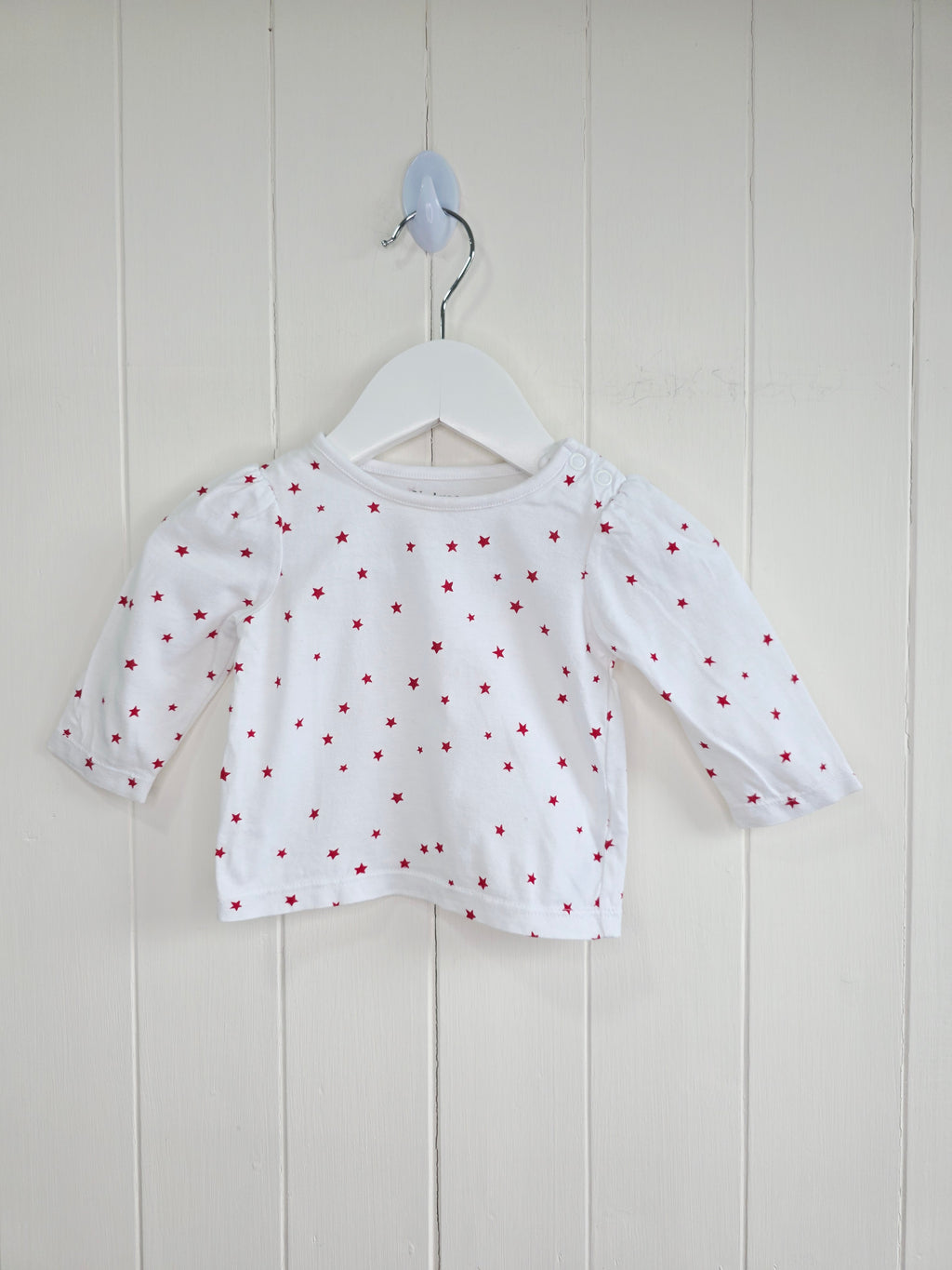 Nutmeg - 0-3 months girls white star printed long sleeve top