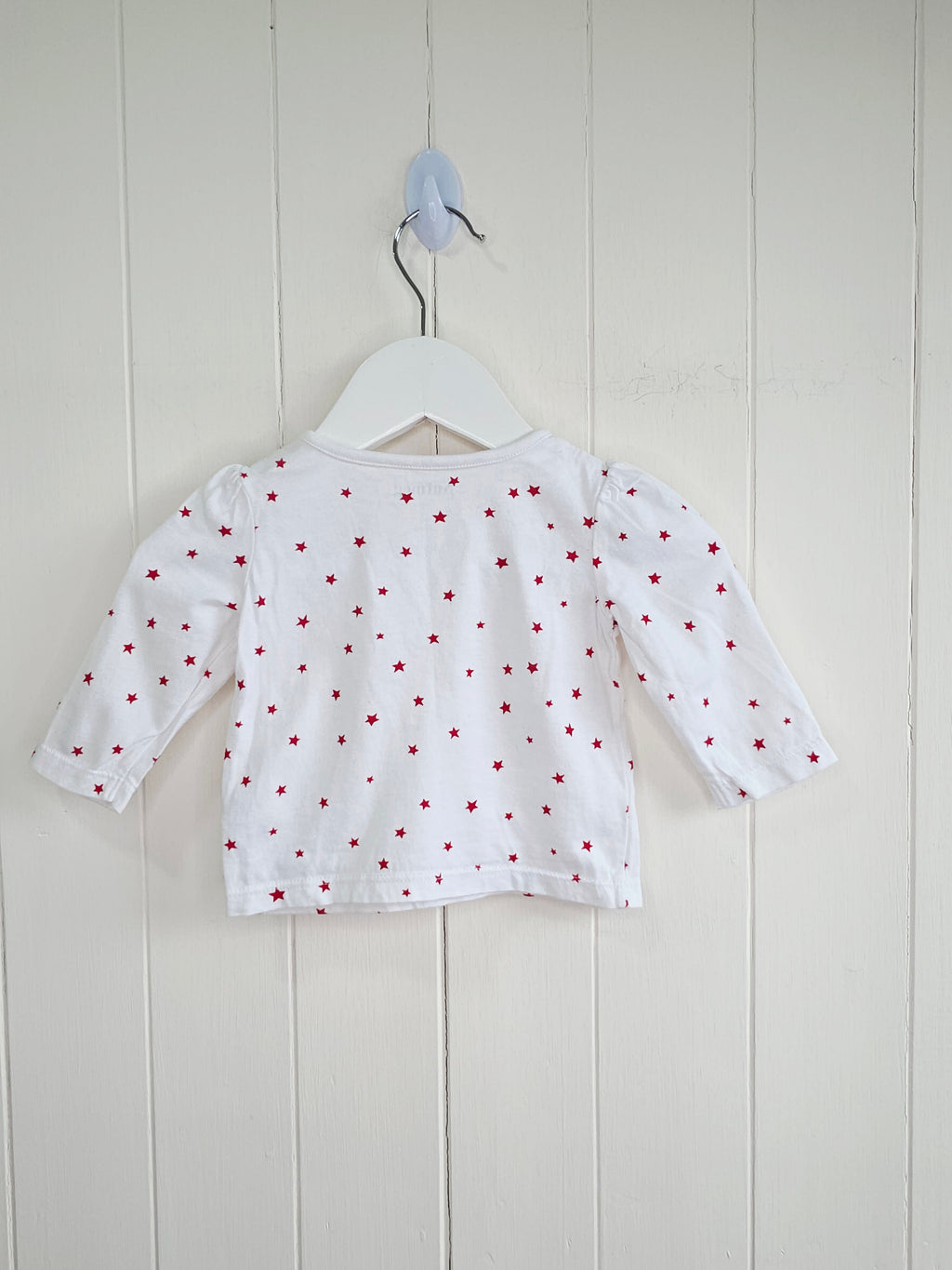 Nutmeg - 0-3 months girls white star printed long sleeve top