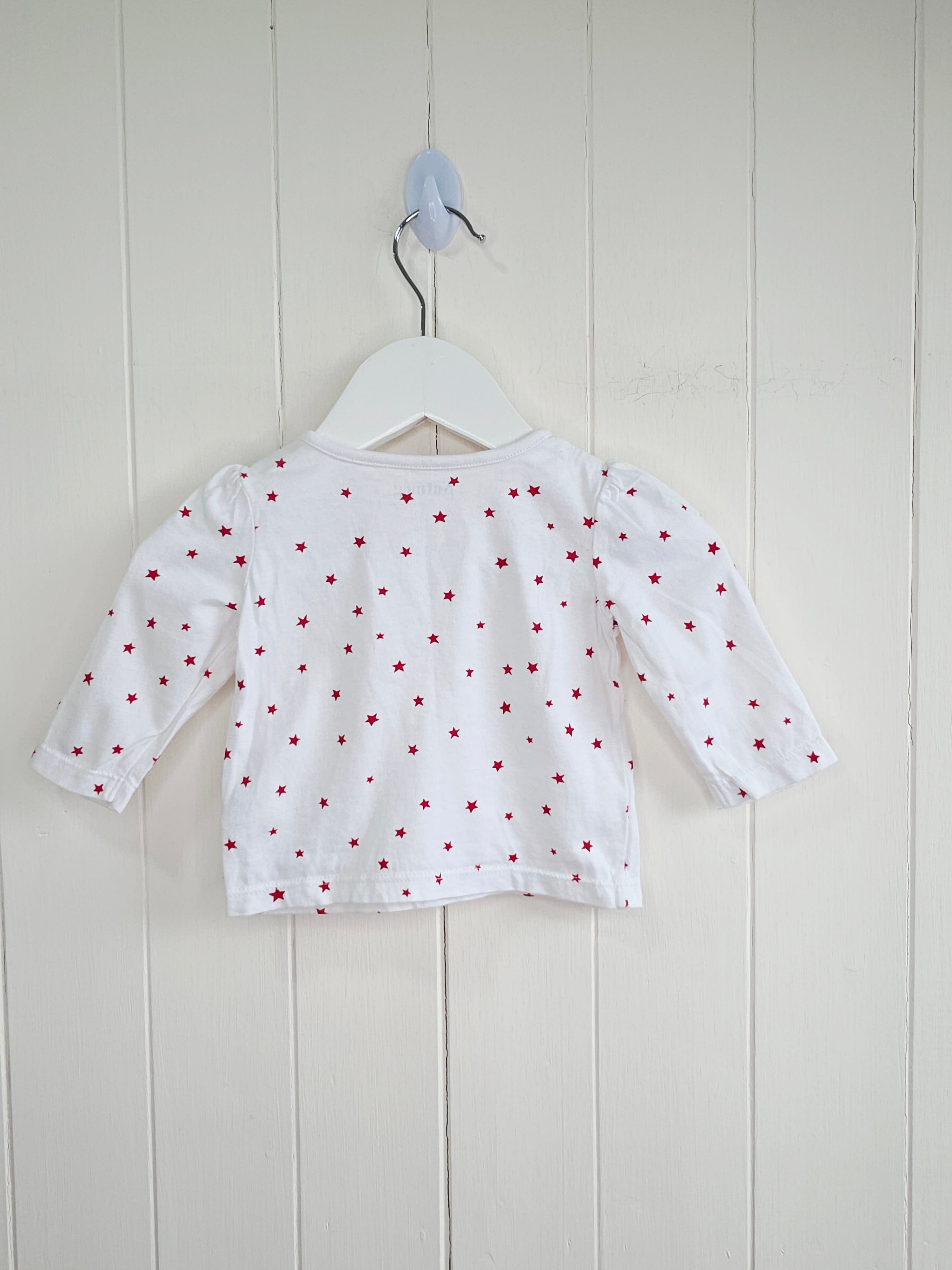 Nutmeg - 0-3 months girls white star printed long sleeve top
