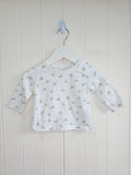 Primark - 0-3 months girls white roses printed long sleeve top