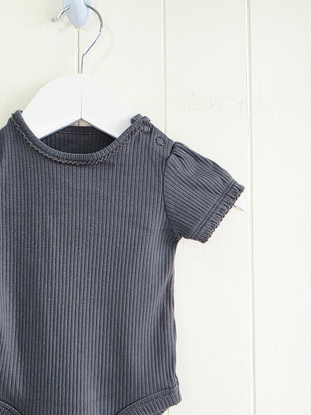 TU - 0-3 months girls charcoal grey short sleeve bodysuit