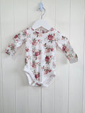 TU - 0-3 months girls white floral long sleeved bodysuit