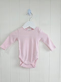 Next - up to 3 months baby girls pink long sleeve pointelle knit bodysuit