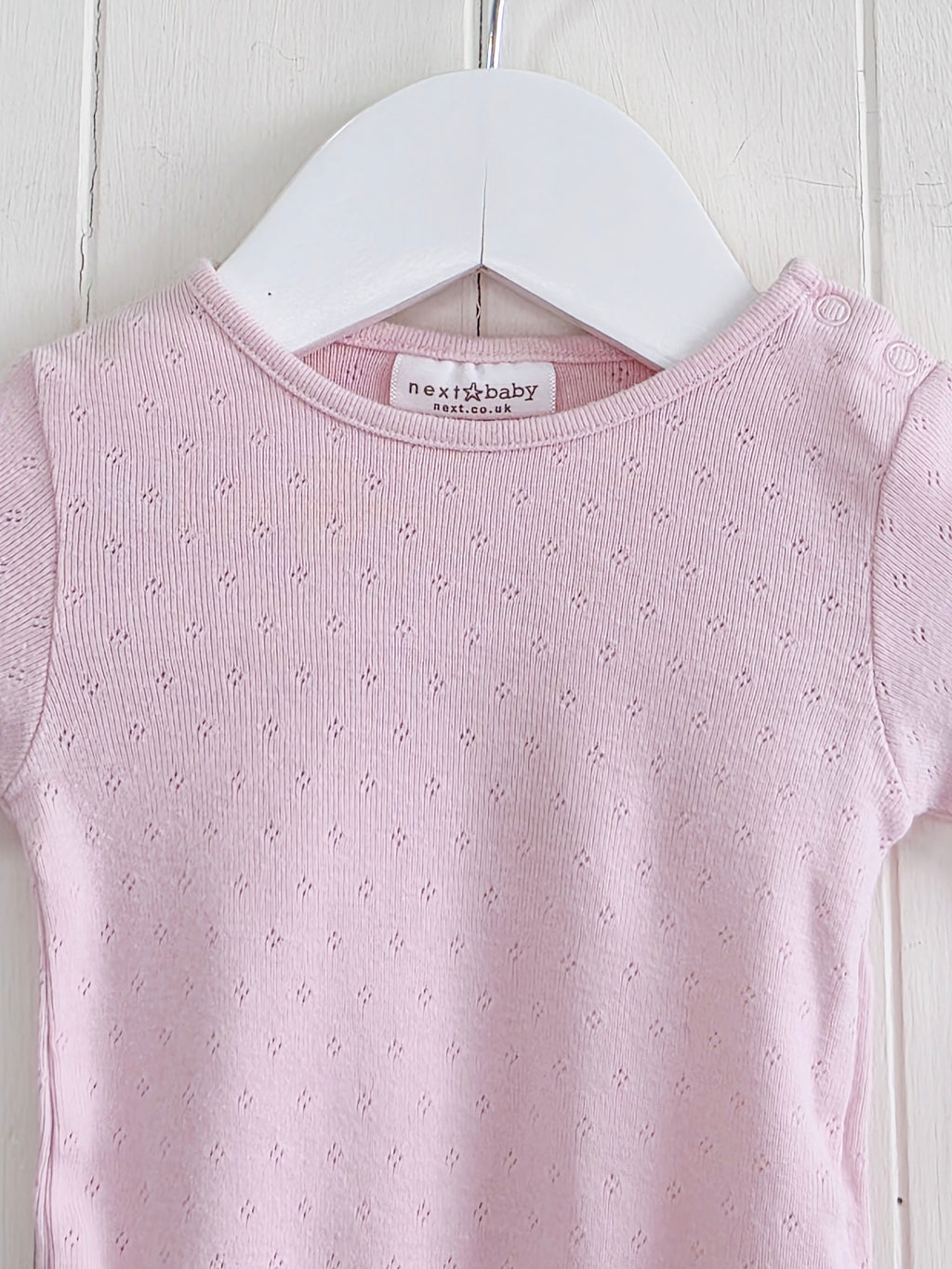 Next - up to 3 months baby girls pink long sleeve pointelle knit bodysuit