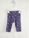 Nutmeg - 0-3 months girls bow printed purple leggings