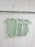 George - 0-3 months unisex sage green spotty short sleeve bodysuits
