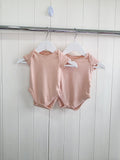 George - 0-3 months girls plain pink short sleeve bodysuits x2