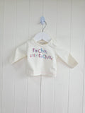 Rocka.little roch - newborn girls cream long sleeve top featuring embroidered letters