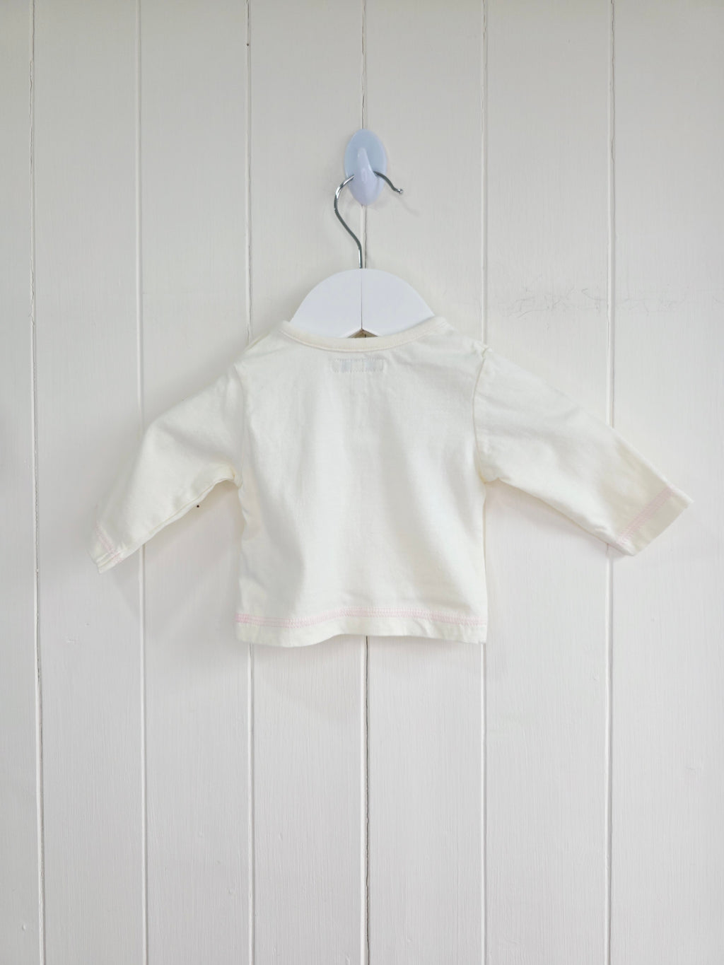 Rocka.little roch - newborn girls cream long sleeve top featuring embroidered letters
