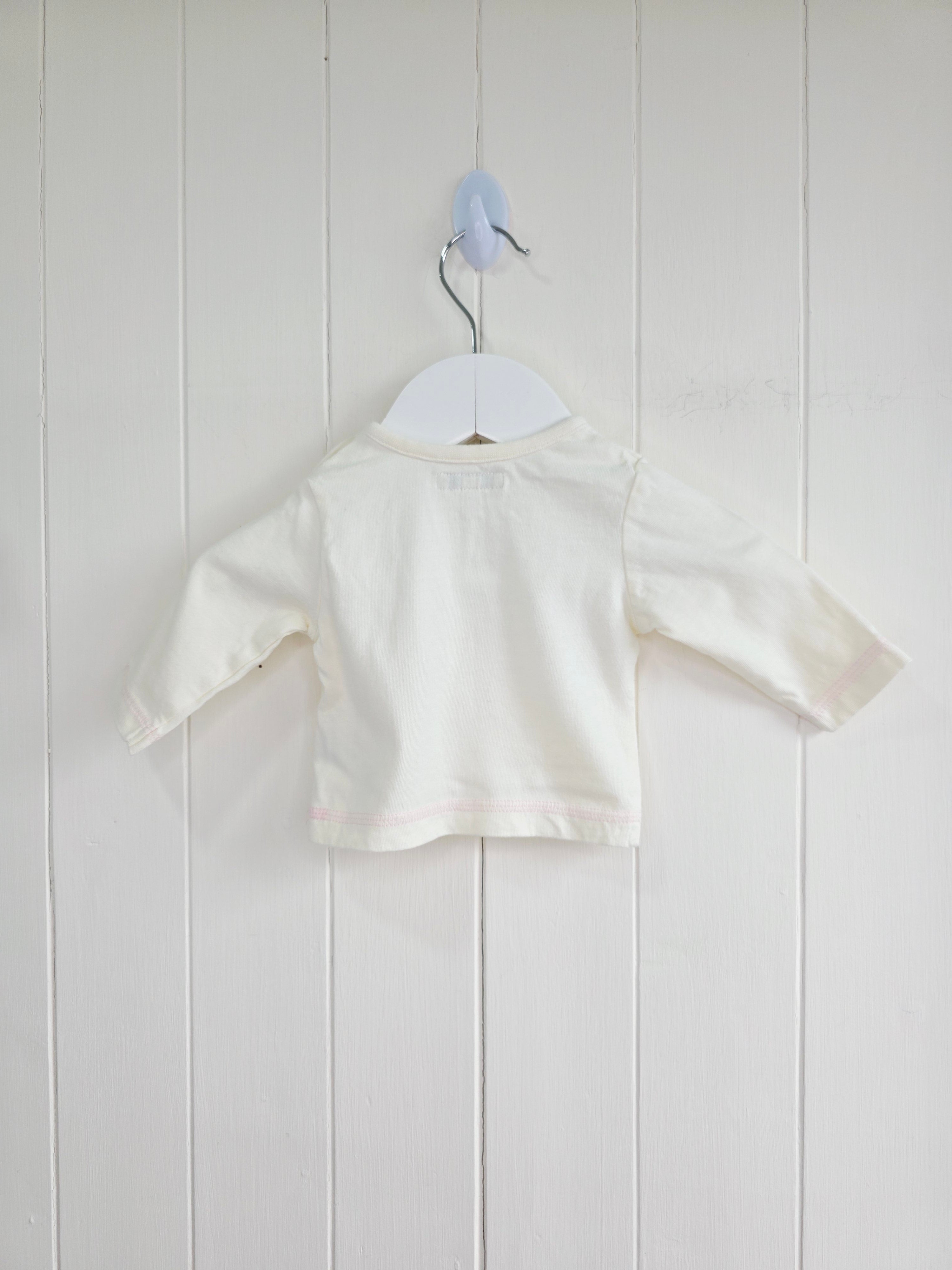 Rocka.little roch - newborn girls cream long sleeve top featuring embroidered letters