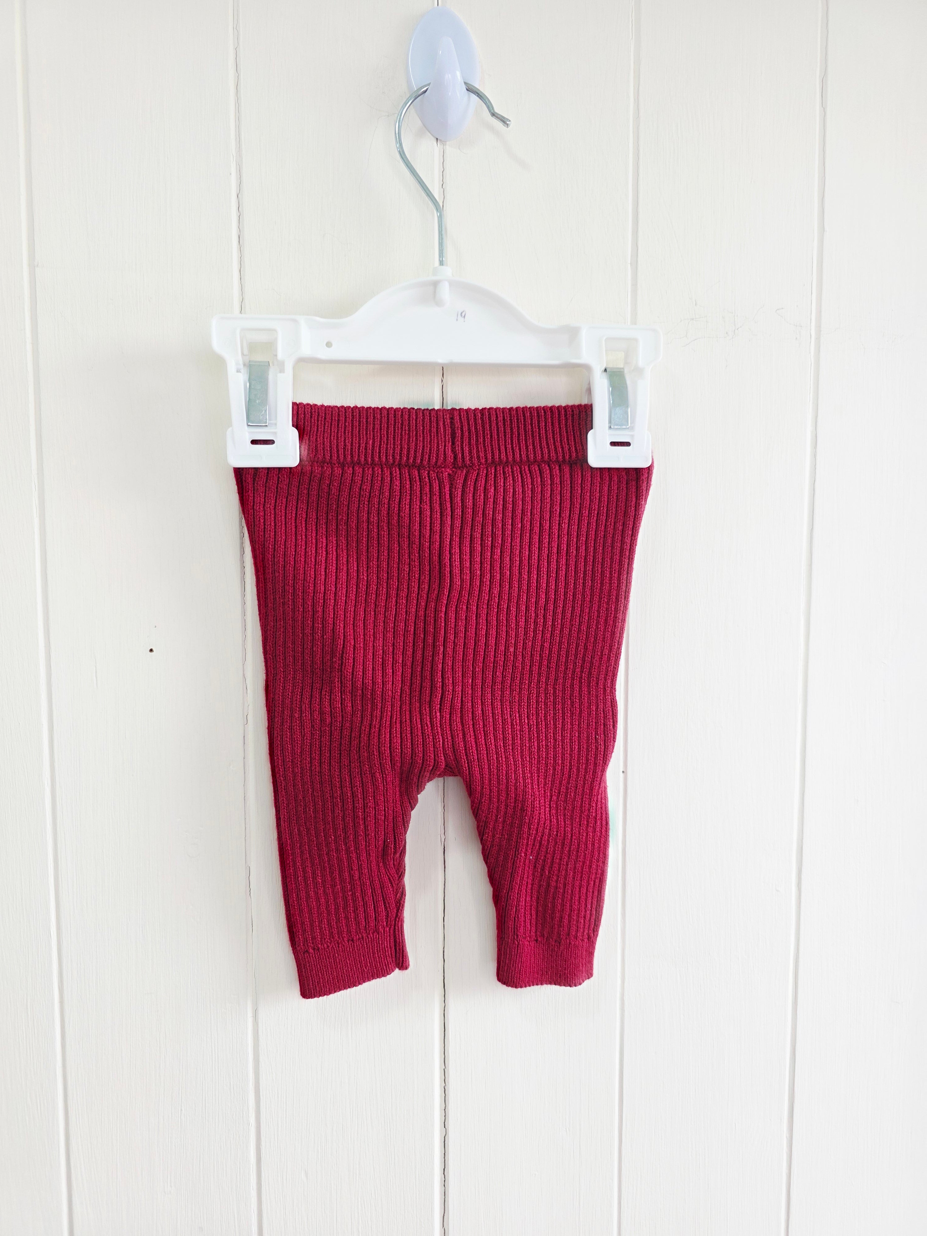 George - first size girls burgundy chunky knit leggings