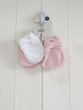 George - one size baby girls white and pink anti-scratch mitts