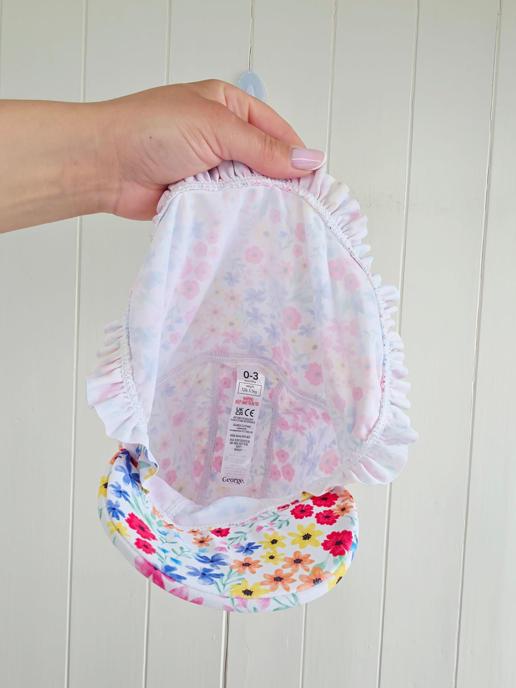 George - 0-3 months girls sun protection hat featuring floral print