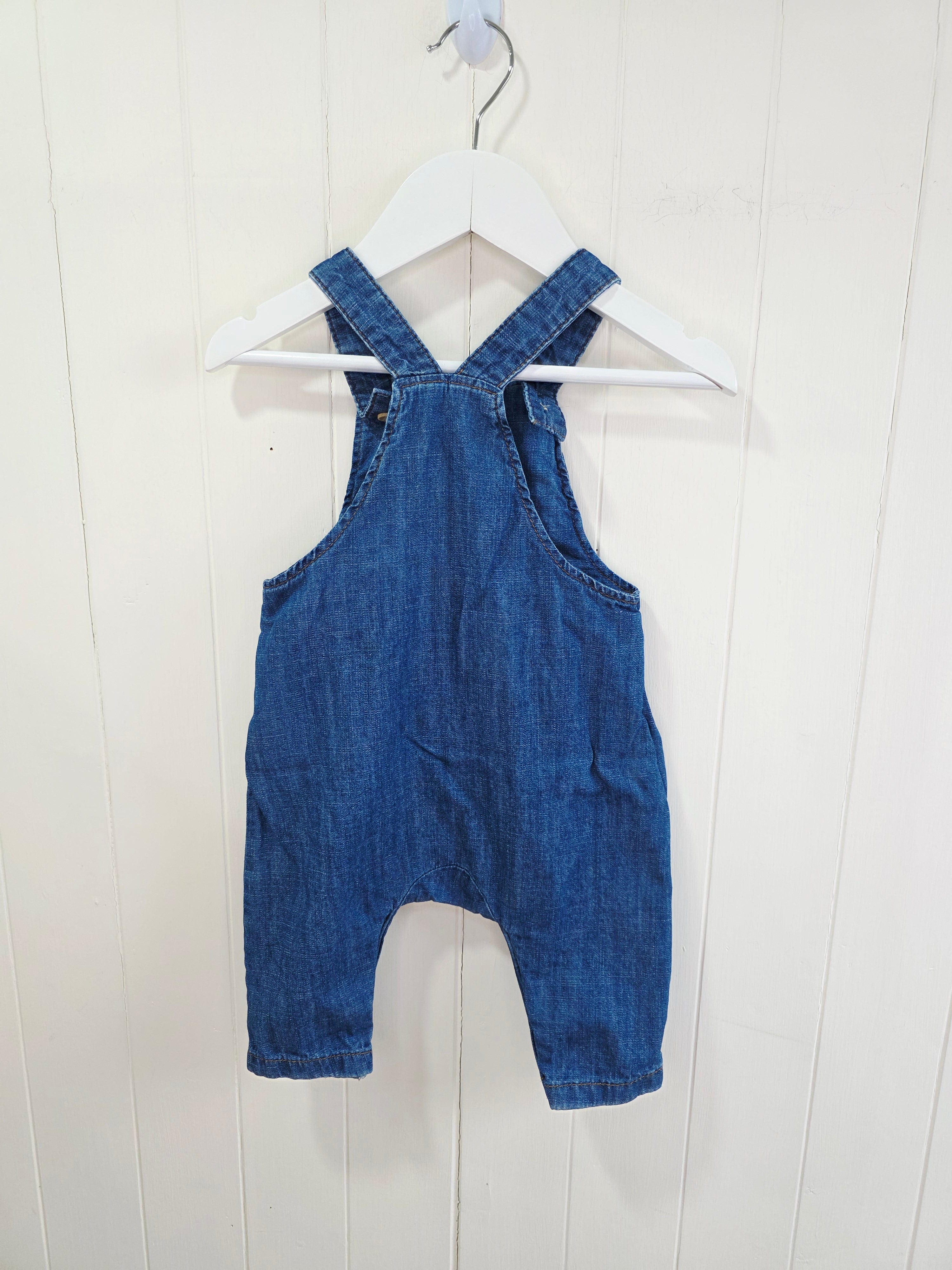 M&S - 6-9 months denim dungarees featuring embroidered flowers