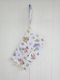 Handmade - mini nappies and wet wipes wallet/pouch featuring playful animal print