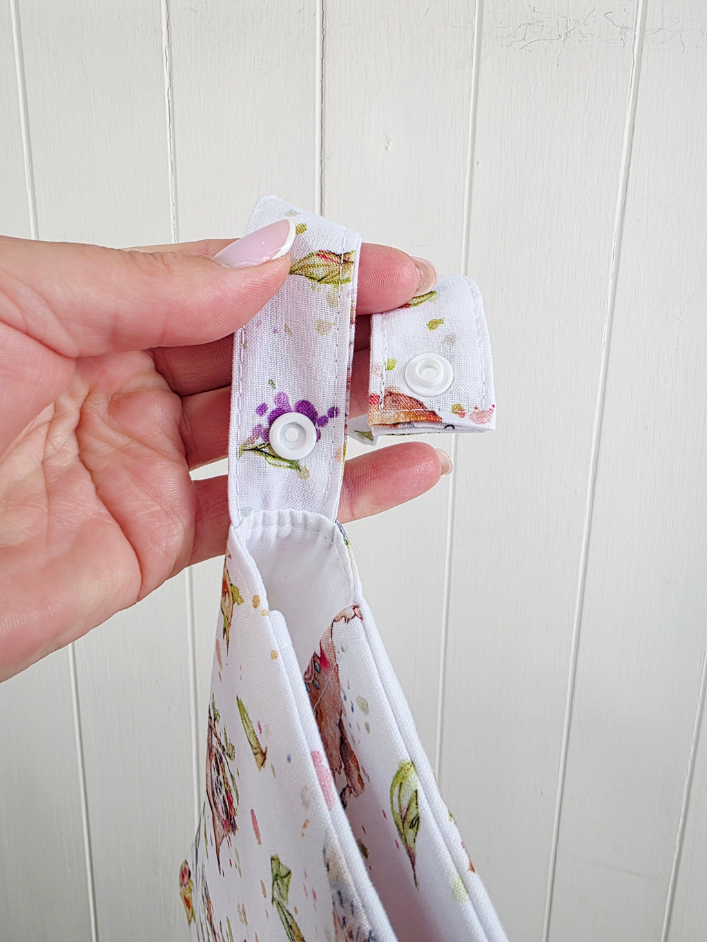 Handmade - mini nappies and wet wipes wallet/pouch featuring playful animal print