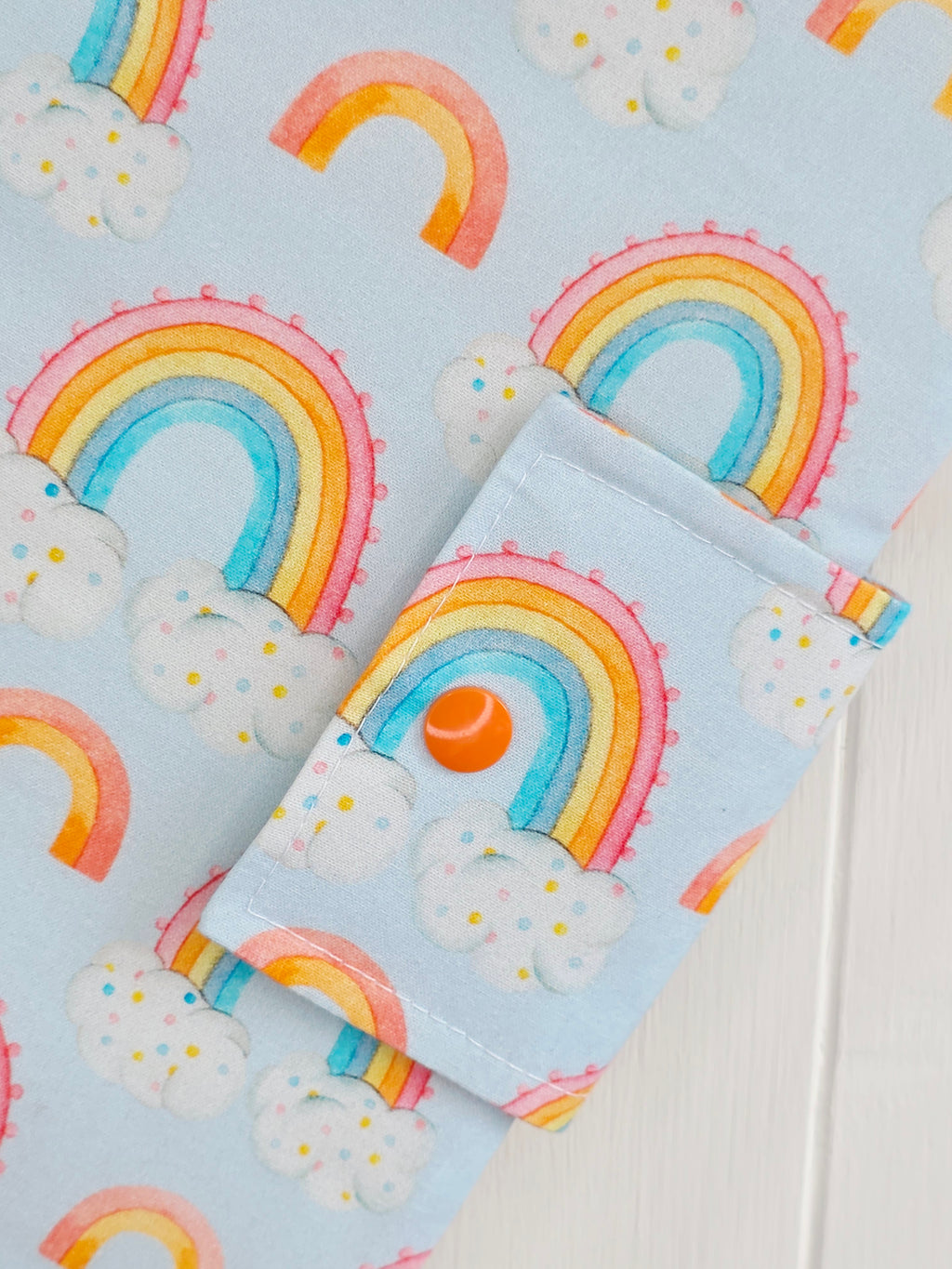 Handmade - mini nappies and wet wipes wallet/pouch featuring rainbow print