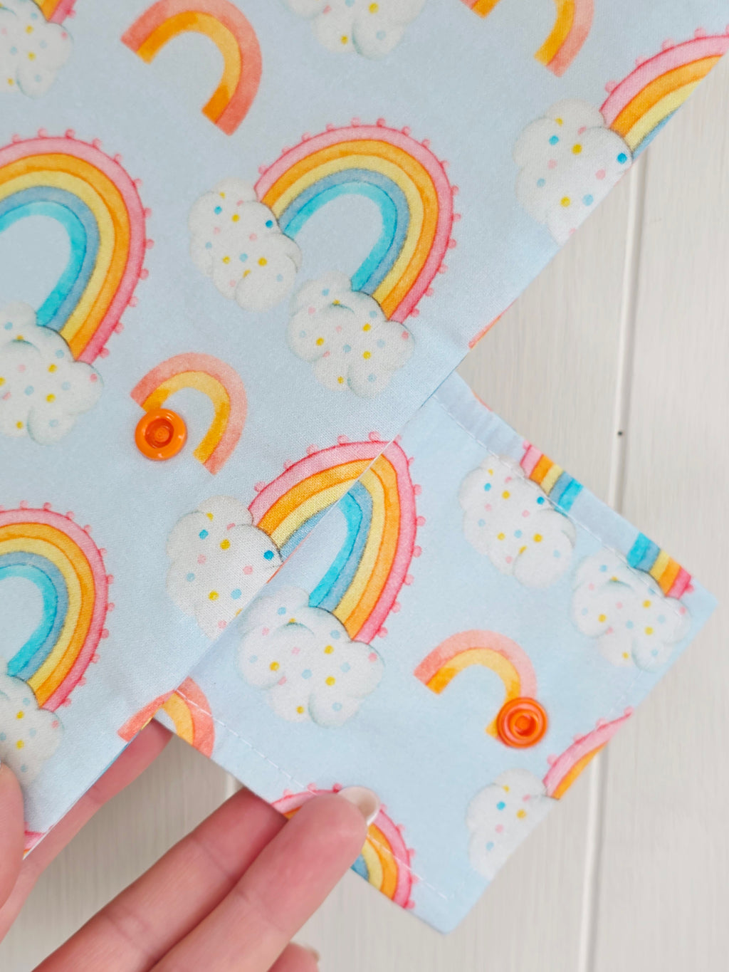 Handmade - mini nappies and wet wipes wallet/pouch featuring rainbow print
