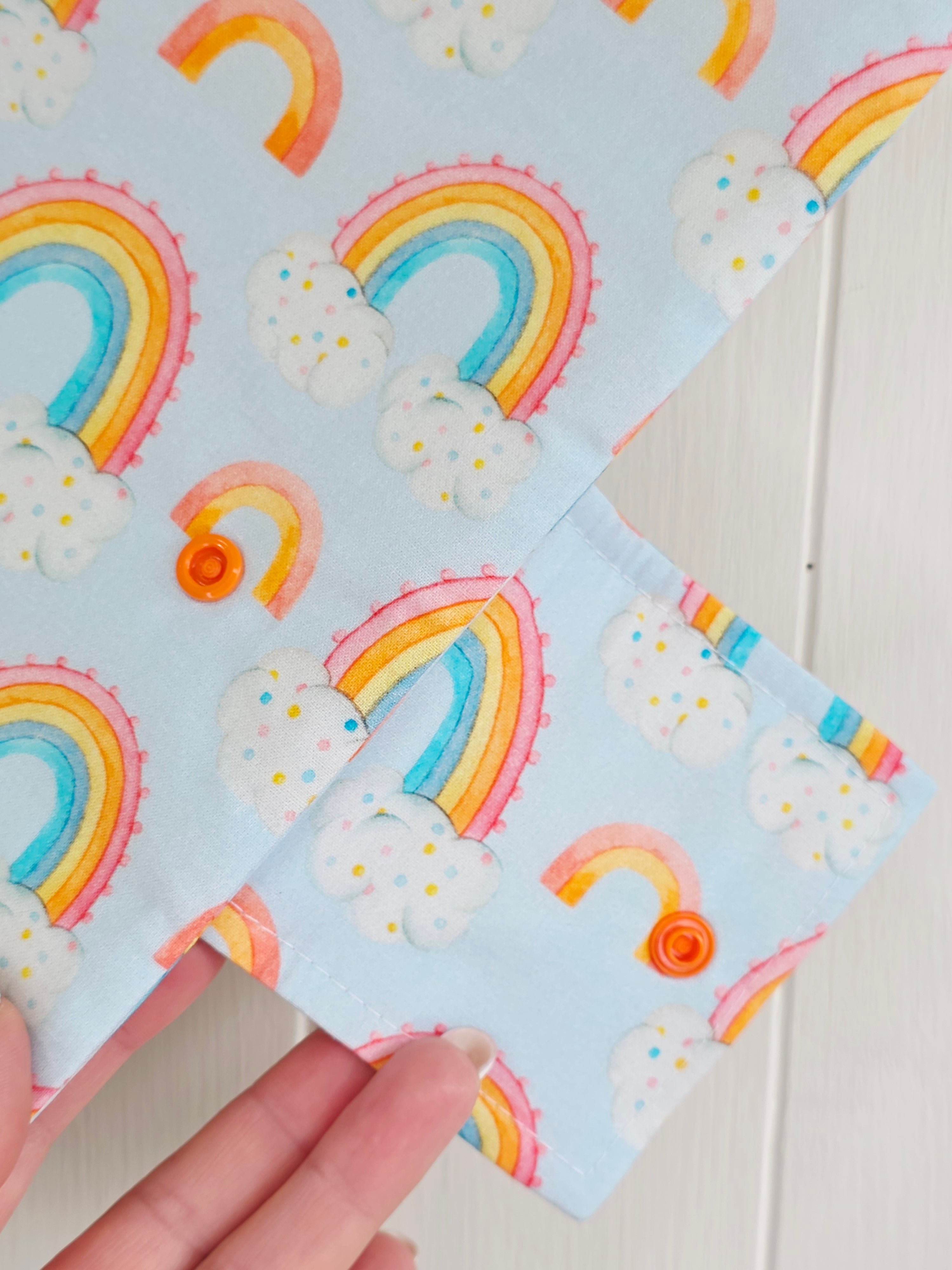 Handmade - mini nappies and wet wipes wallet/pouch featuring rainbow print