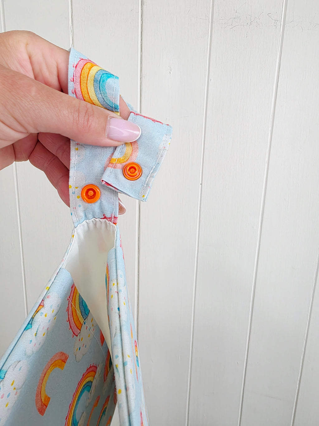 Handmade - mini nappies and wet wipes wallet/pouch featuring rainbow print