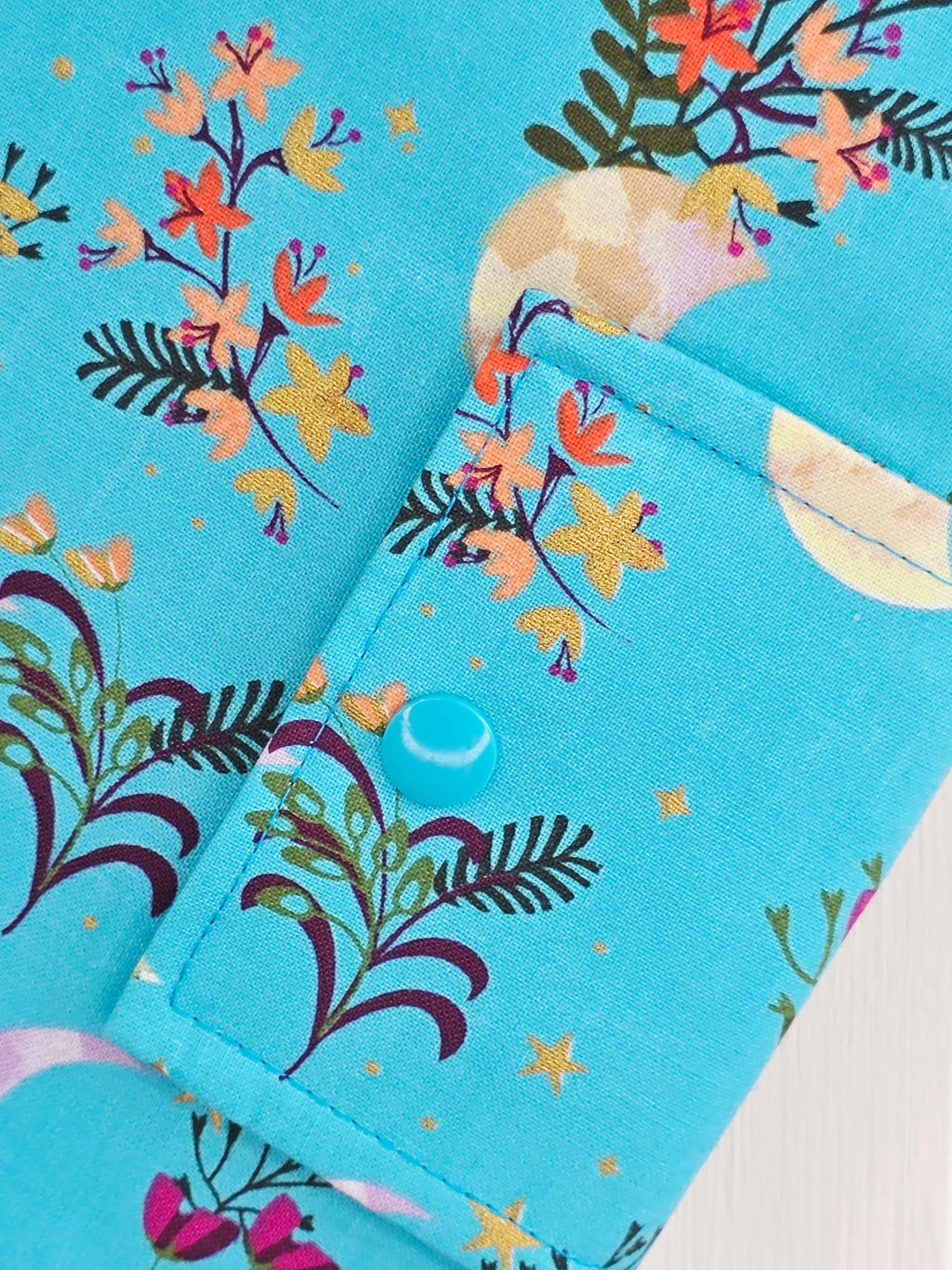 Handmade - mini nappies and wet wipes wallet/pouch featuring floral moon print