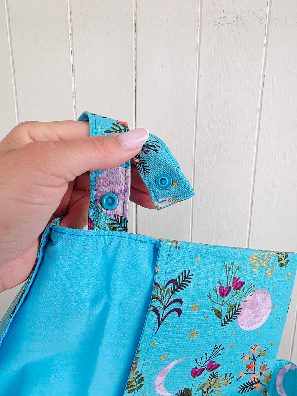 Handmade - mini nappies and wet wipes wallet/pouch featuring floral moon print