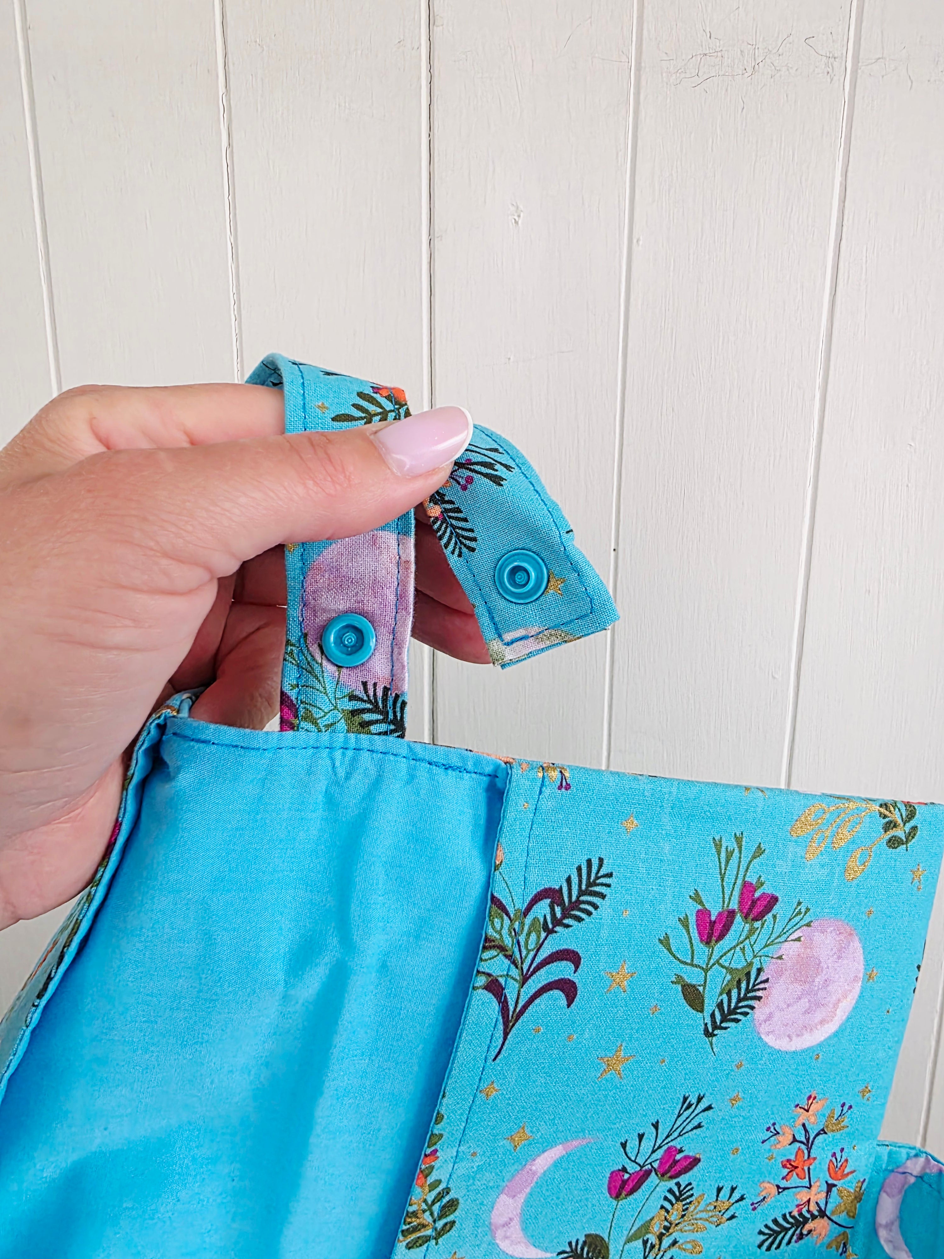 Handmade - mini nappies and wet wipes wallet/pouch featuring floral moon print