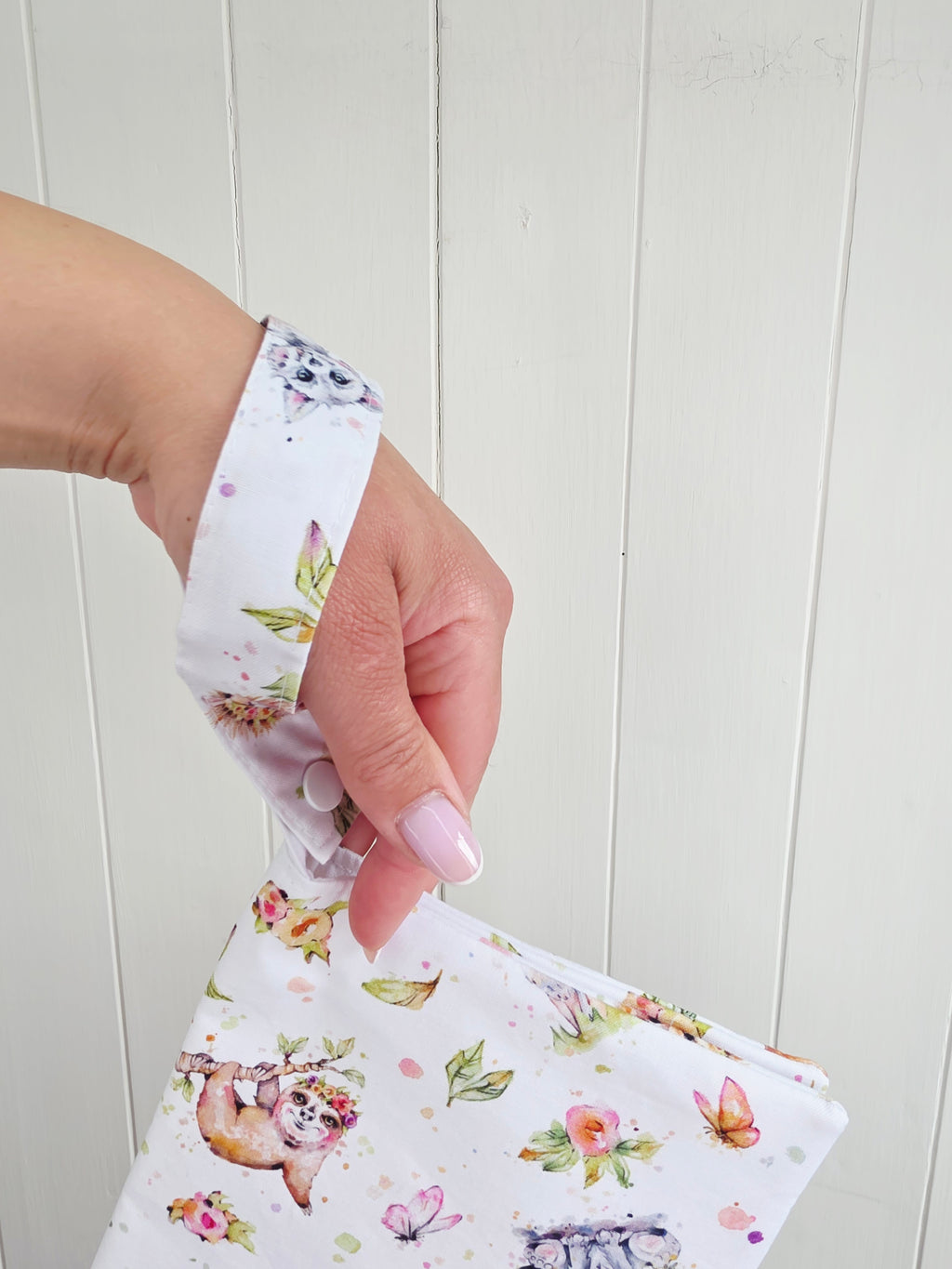 Handmade - mini nappies and wet wipes wallet/pouch featuring playful animal print