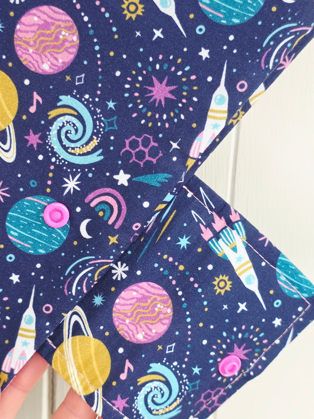Handmade - mini nappies and wet wipes wallet/pouch featuring space print