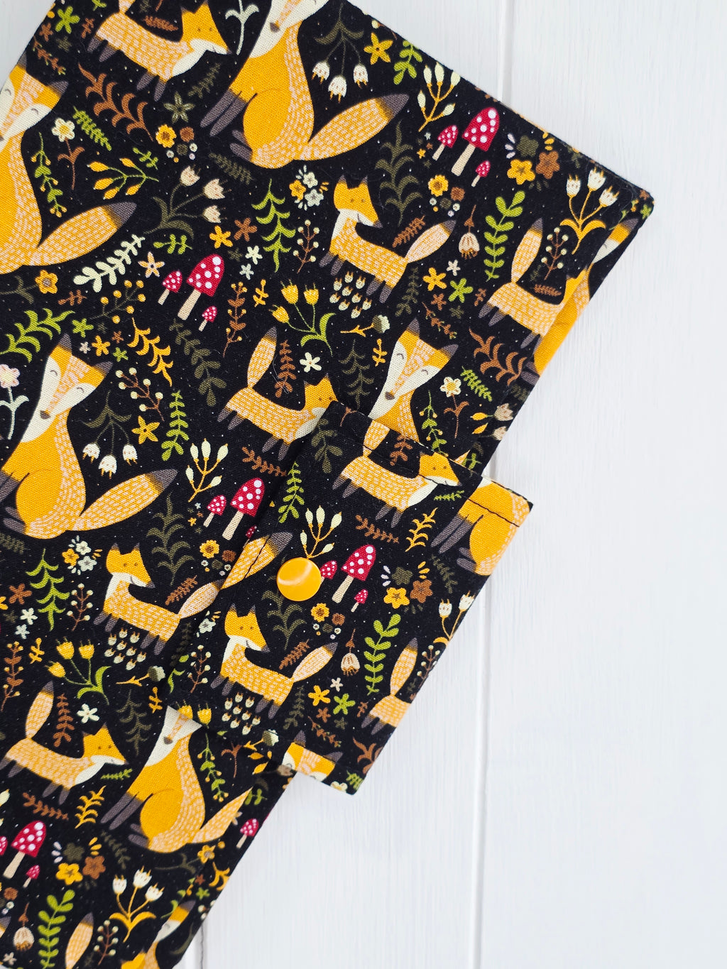 Handmade - mini nappies and wet wipes wallet/pouch featuring fox and forest greenery print