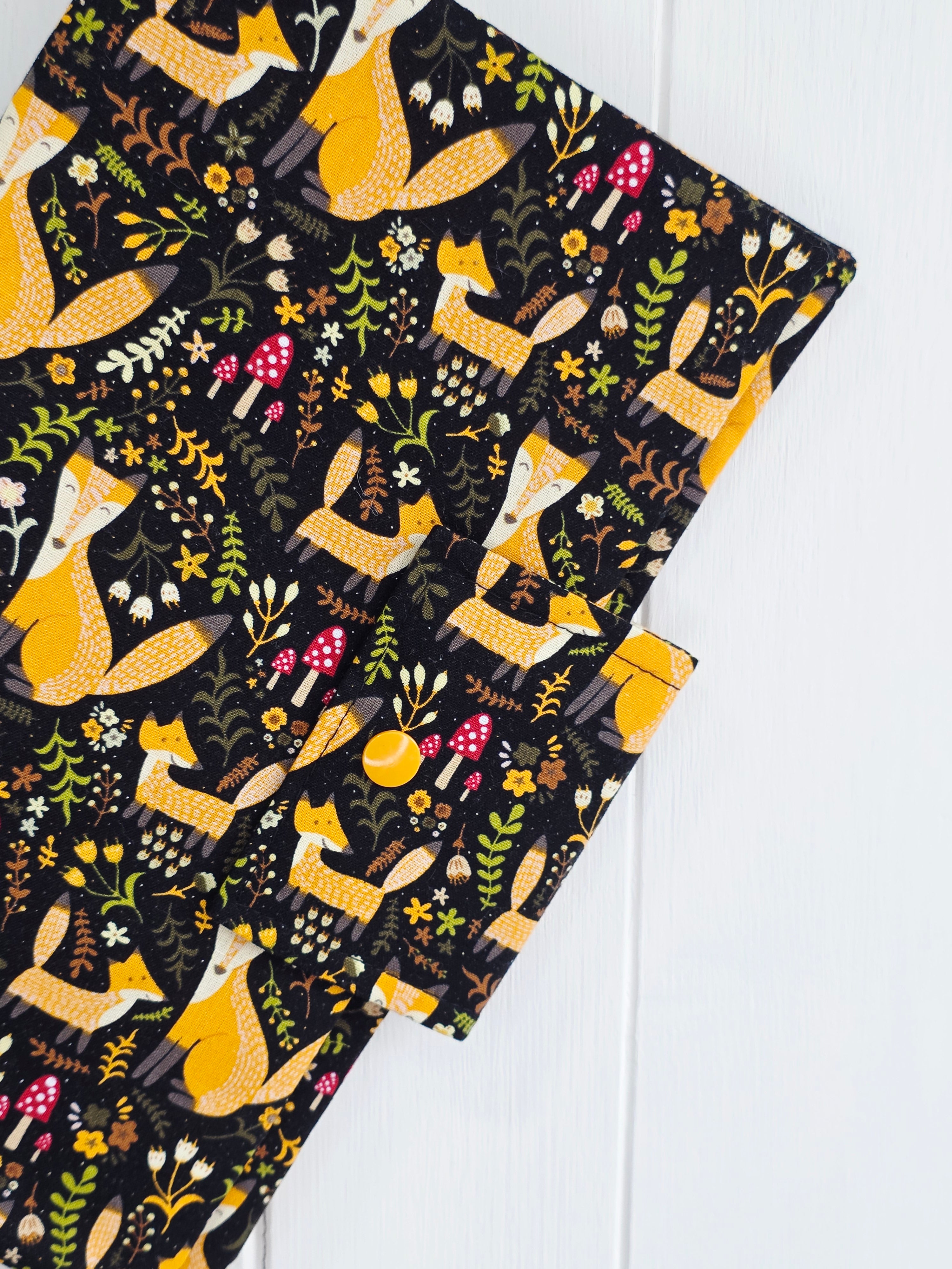 Handmade - mini nappies and wet wipes wallet/pouch featuring fox and forest greenery print