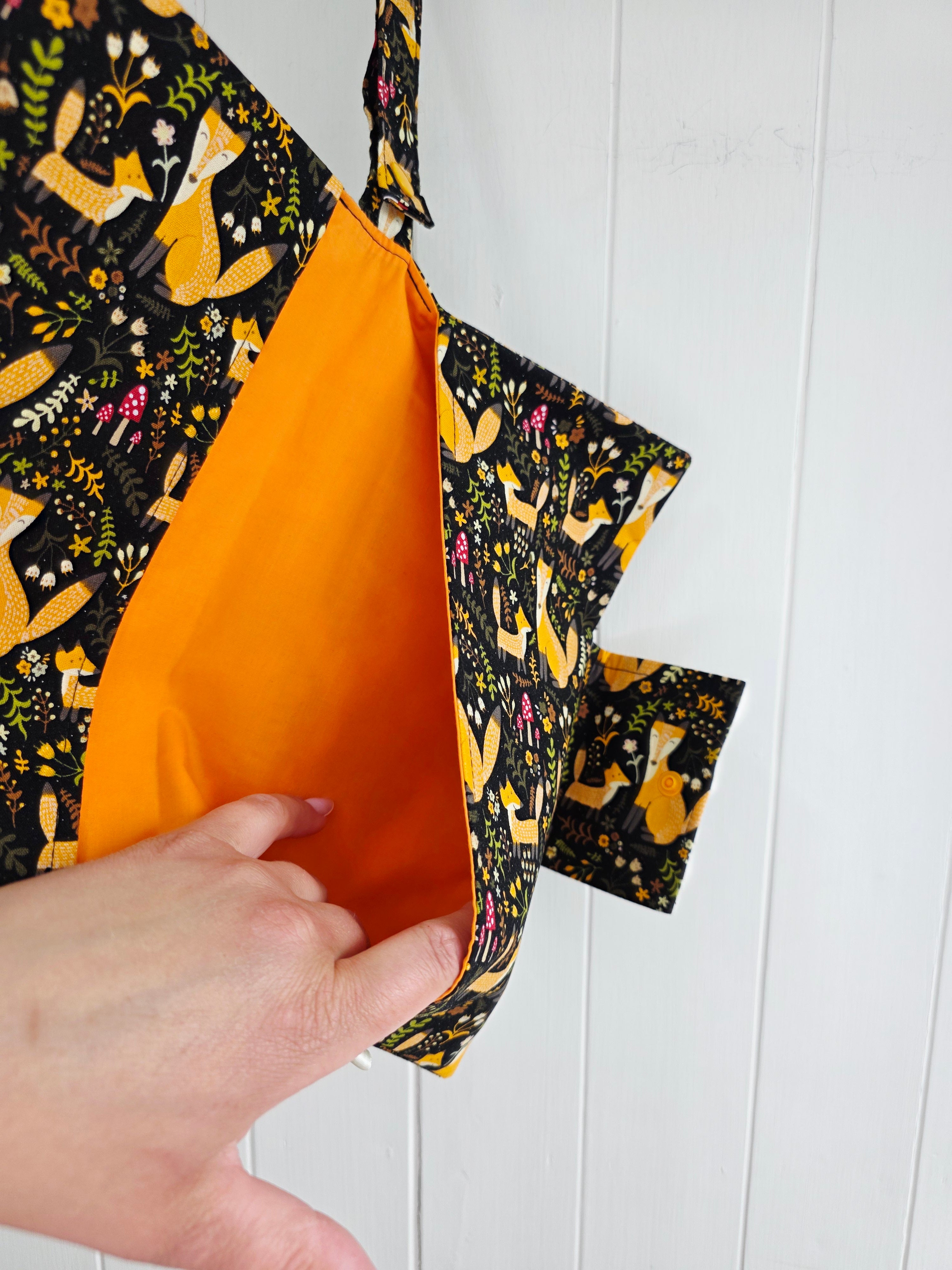 Handmade - mini nappies and wet wipes wallet/pouch featuring fox and forest greenery print