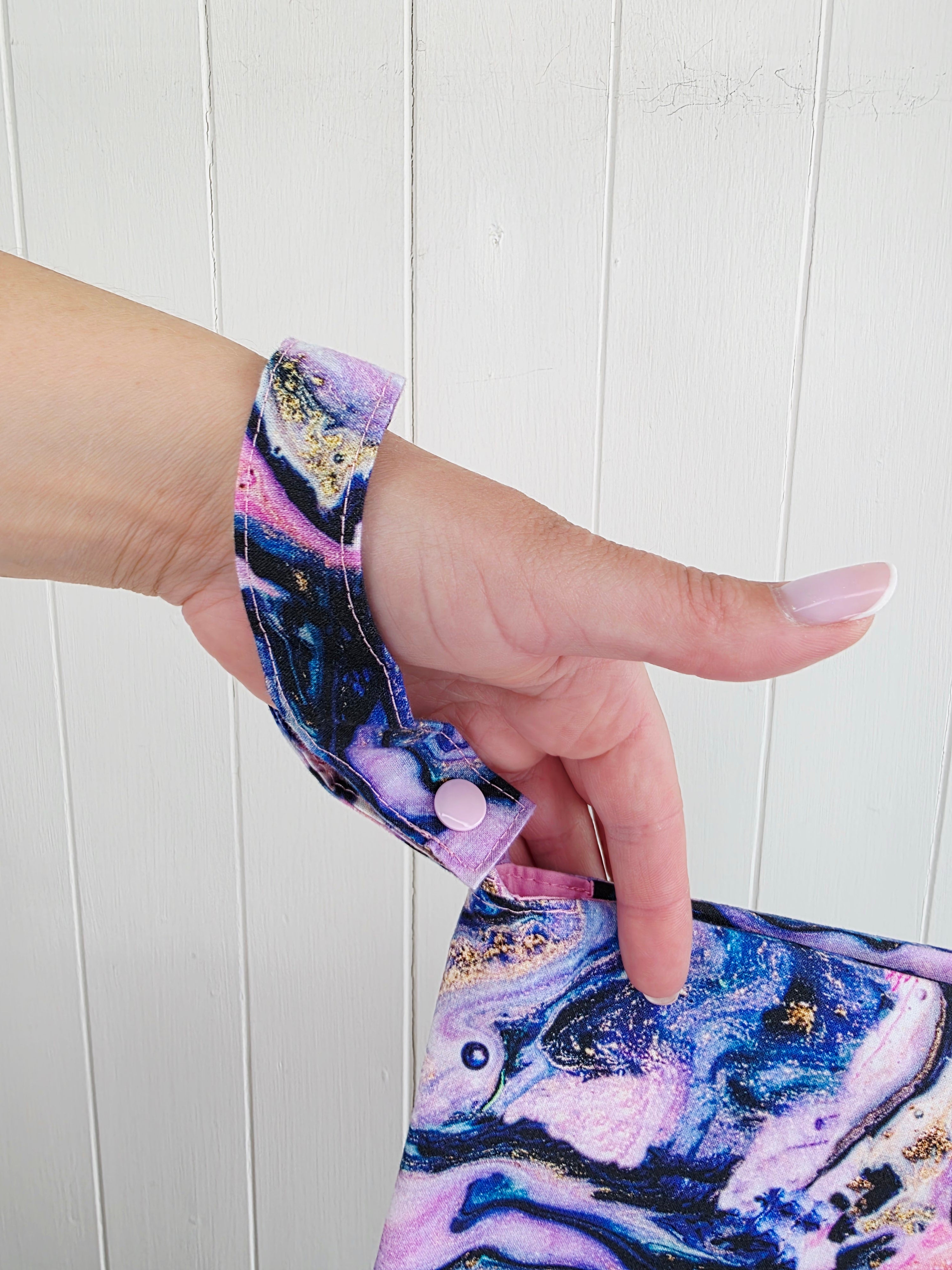 Handmade - Galaxy printed mini nappy and wet wipes wallet