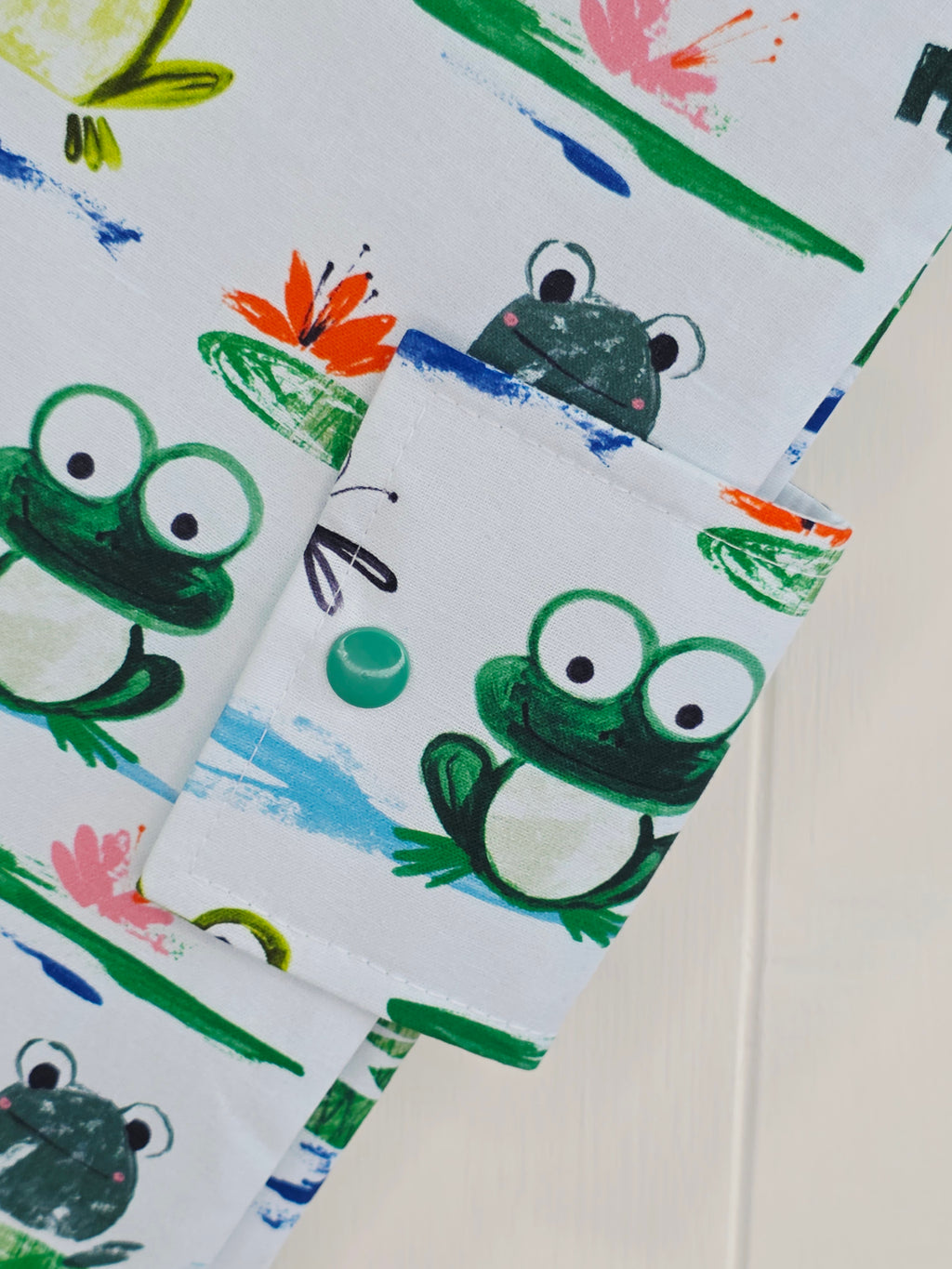 Handmade - mini nappies and wet wipes wallet/pouch featuring playful frog print