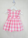 Tommy Bahama - 0-3 months girls pink and white check dress featuring ruffled sleeves