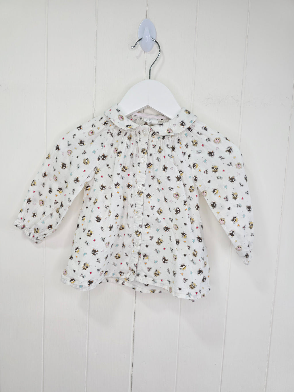 H&M - 4-6 months animal print button up shirt