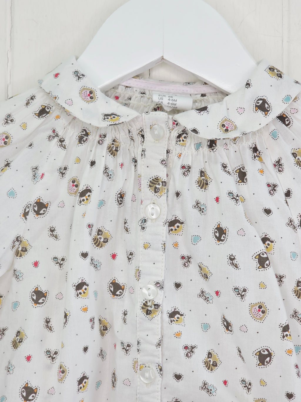 H&M - 4-6 months animal print button up shirt