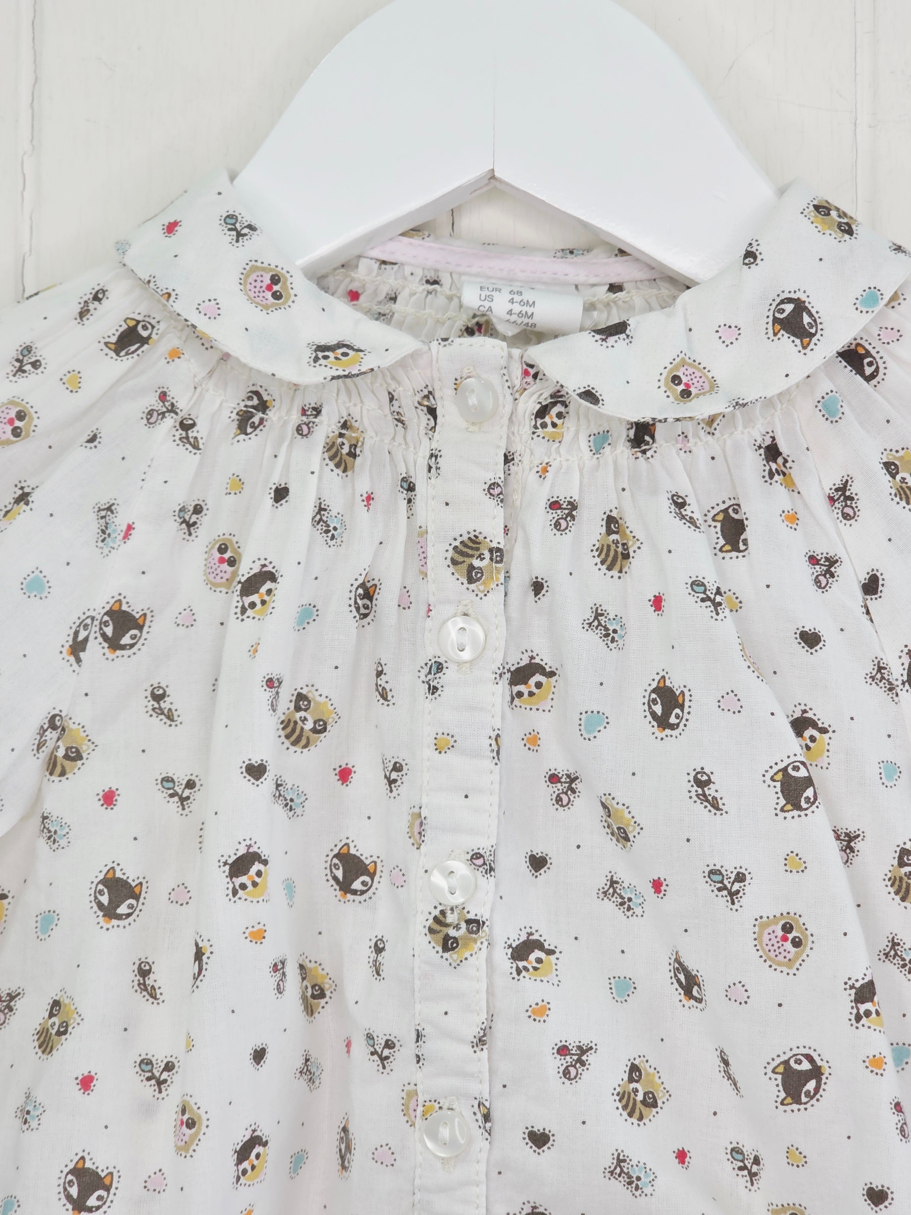 H&M - 4-6 months animal print button up shirt