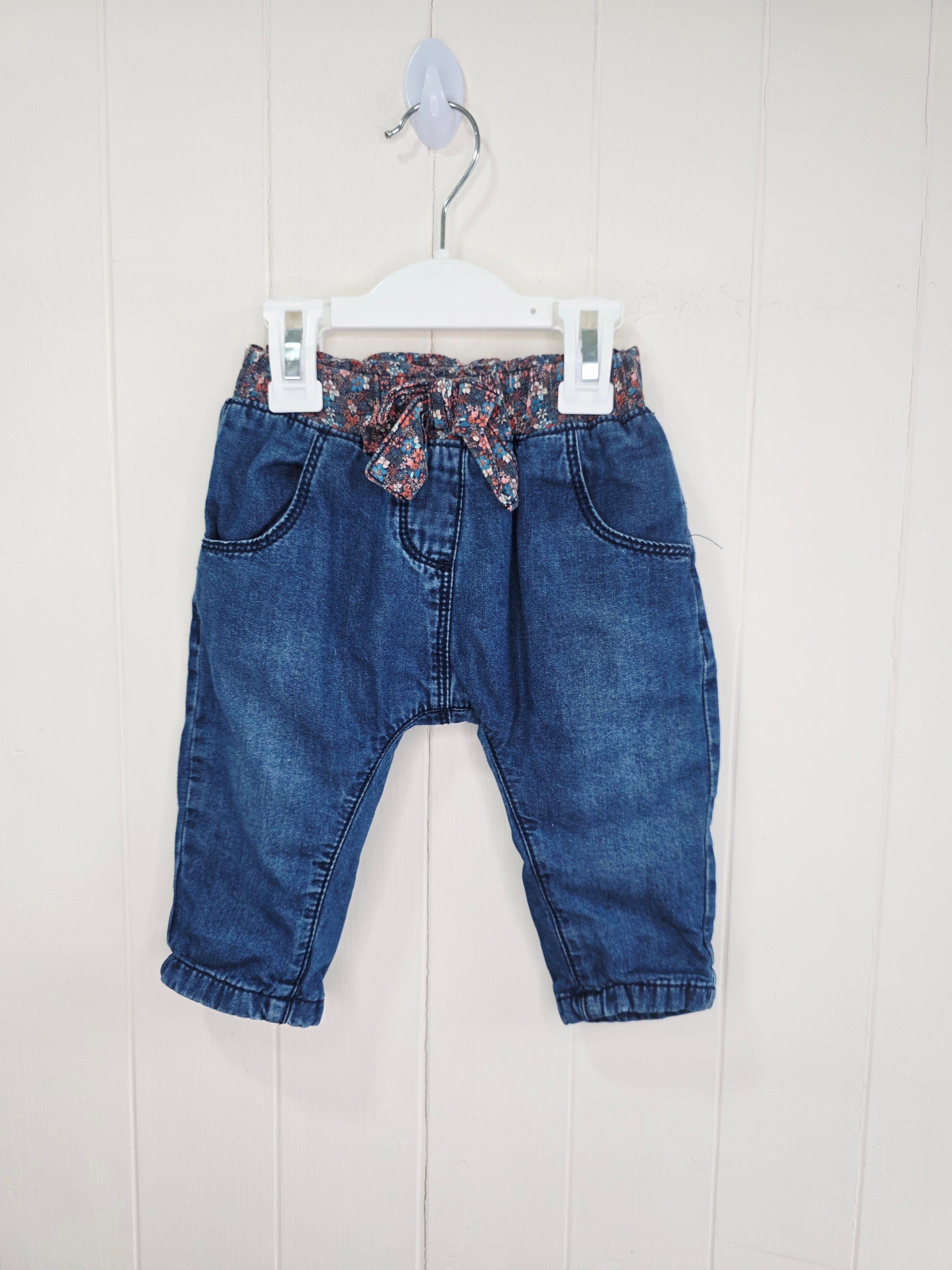 Next - 3-6 months girls lined denim pull up jeans