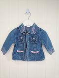 Ladybird - 3-6 months girls Y2K zip up denim jacket featuring embroidered flowers