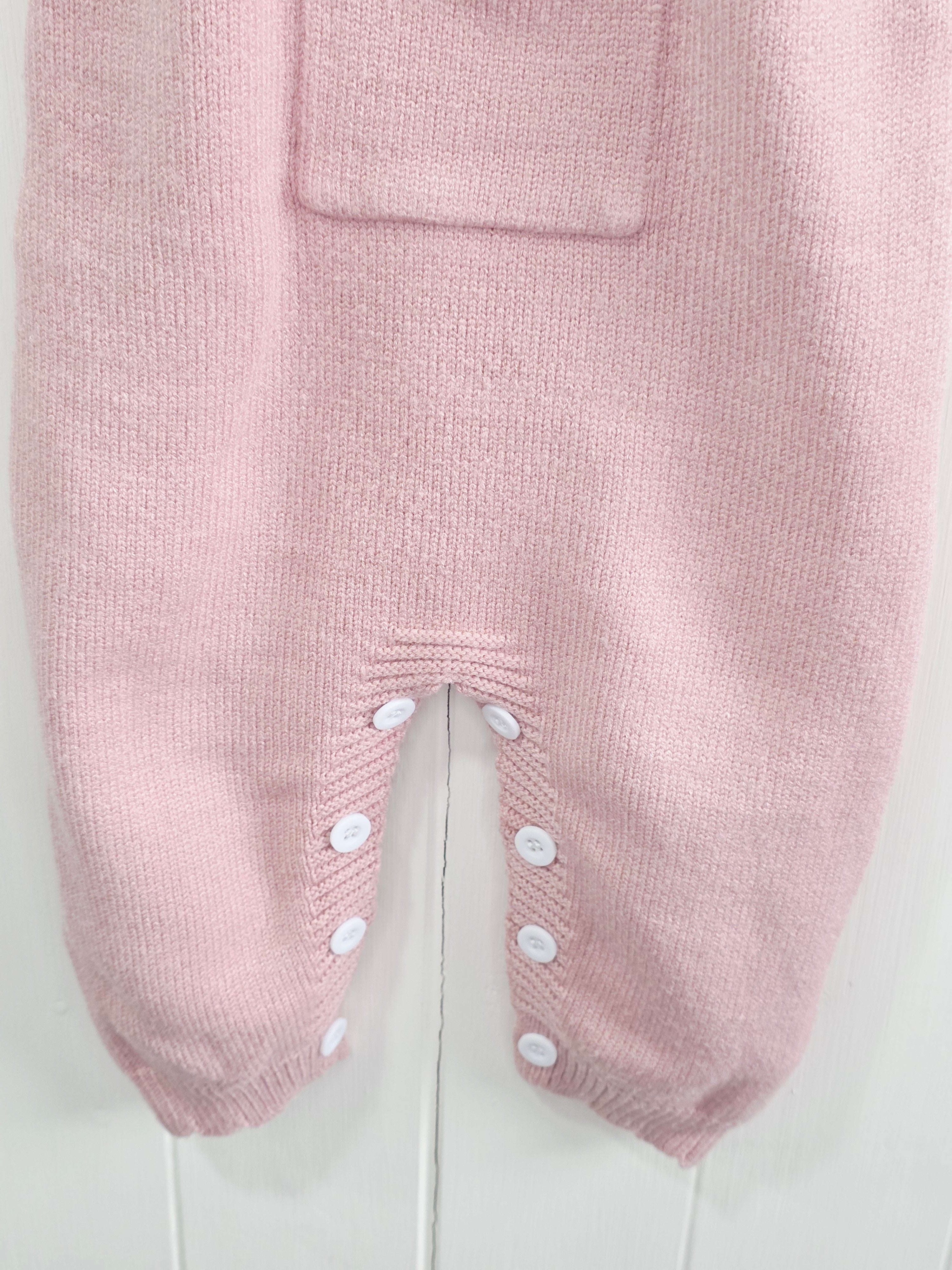 Shein - 3-6 months girls pink knit dungarees featuring bunny face with bow