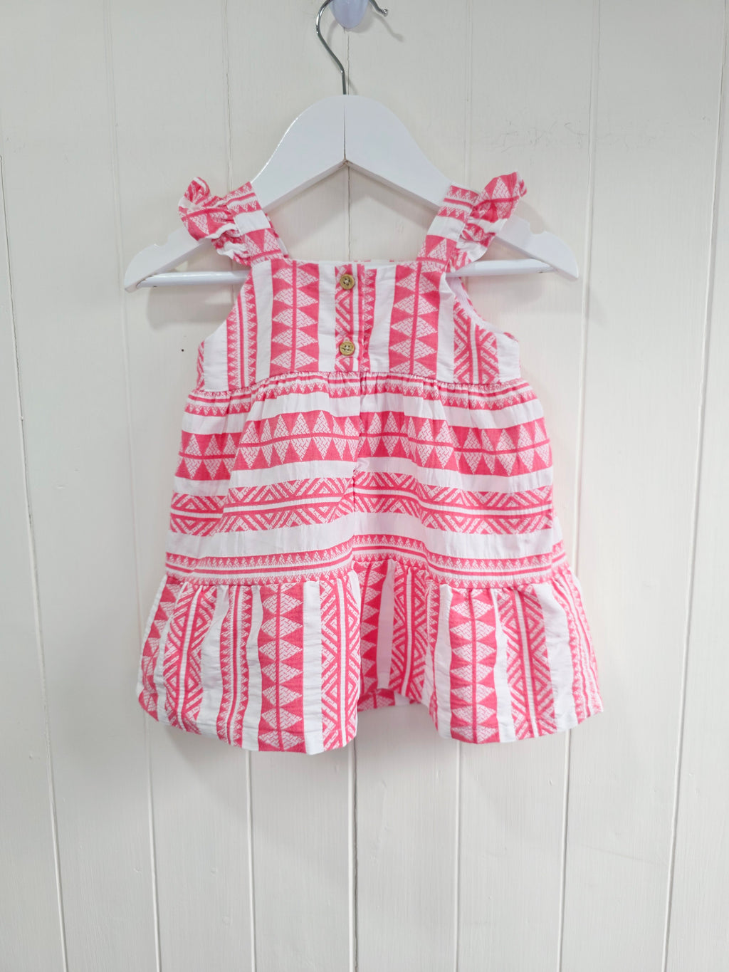 F&F - 6-9 months girls pink and white stripy sleeveless dress