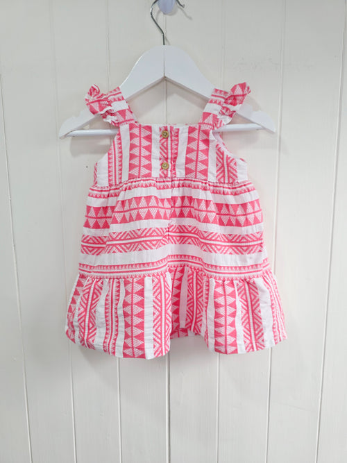 F&F - 6-9 months girls pink and white stripy sleeveless dress
