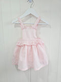 Matalan - 6-9 months plain pink pinafore dress featuring bow and frill details