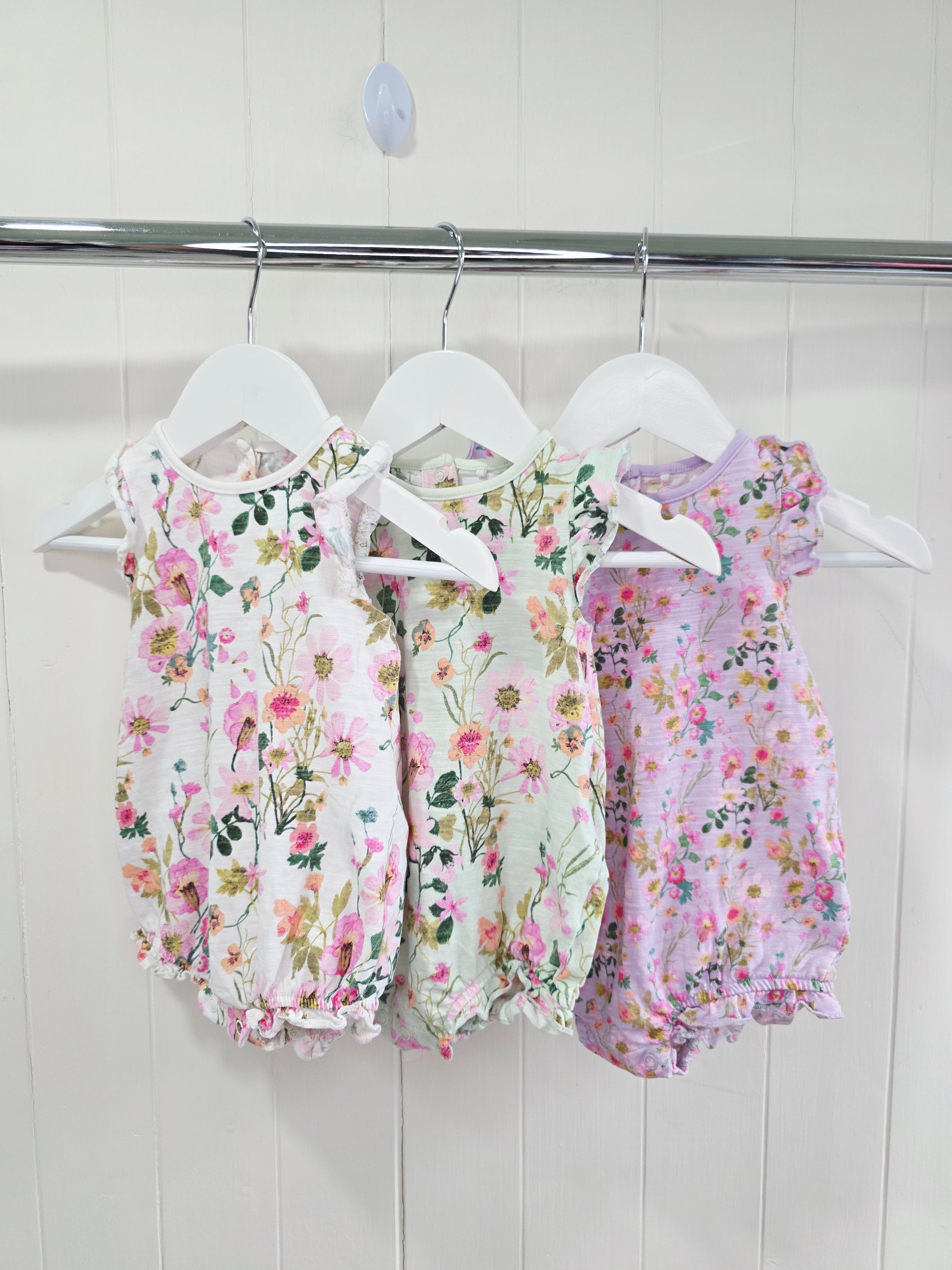 Next - 6-9 months multicoloured floral rompers 3pack