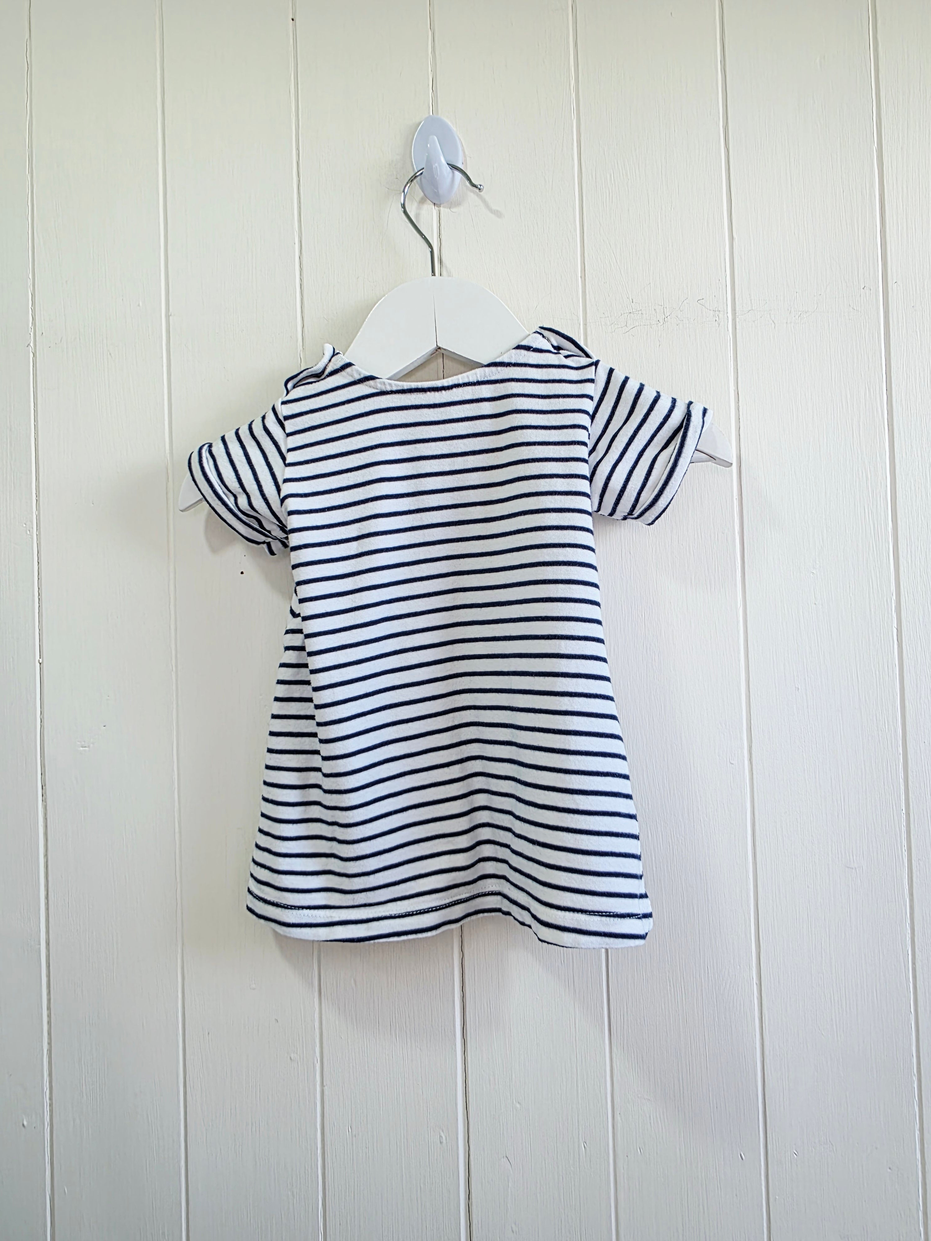 H&M - 4-6 months girl striped jersey dress features a cute bunny applique on the pocket